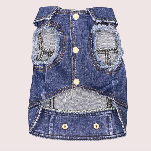 Super Cute Denim Dog Jacket with PRECIOSA MAXIMA CRYSTALS - Picture 3 of 9